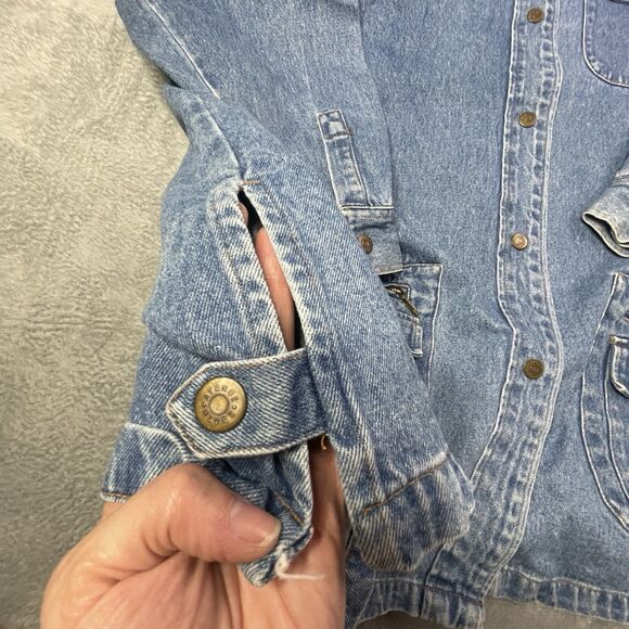 VTG Avenue Blues Shacket Jacket Womens 26/28 Blue Denim Barn Coat Light Wash 90s - Picture 9 of 12